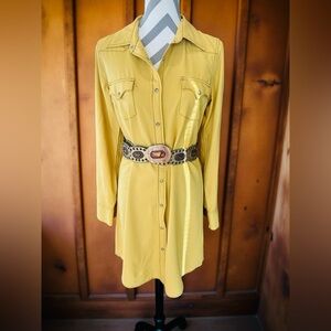 Yellow Button-Up Shirt Dress